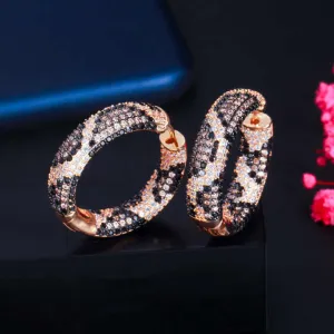 أقراط أذن فاخرة بتصميم دائري كبير على شكل ثعبان ونمرLuxury Big Circle Snake Tiger Earrings
