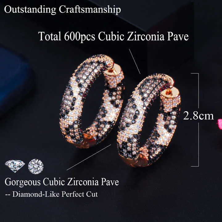 أقراط أذن فاخرة بتصميم دائري كبير على شكل ثعبان ونمرLuxury Big Circle Snake Tiger Earrings