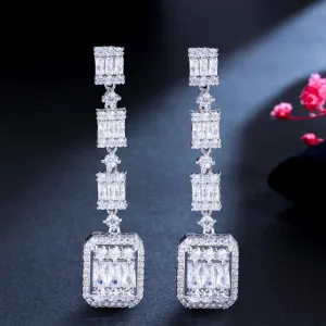 أقراط طويلة متدلية من الزركونيا Medium Long Zirconia Earrings