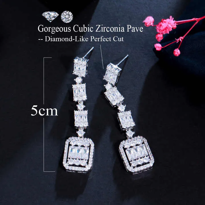 أقراط طويلة متدلية من الزركونيا Medium Long Zirconia Earrings