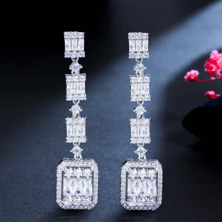 أقراط طويلة متدلية من الزركونيا Medium Long Zirconia Earrings