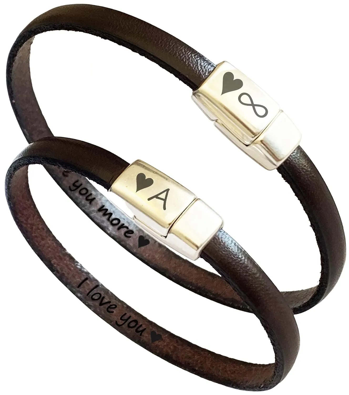 1 Thin Leather Bracelet Hidden Message Personalized Gift for Couple