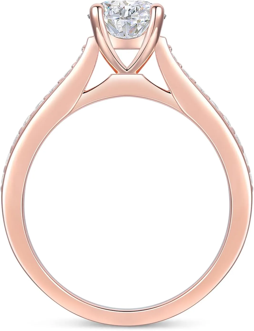 14K Gold Classic 1ct Solitaire Moissanite Engagement Rings for Women