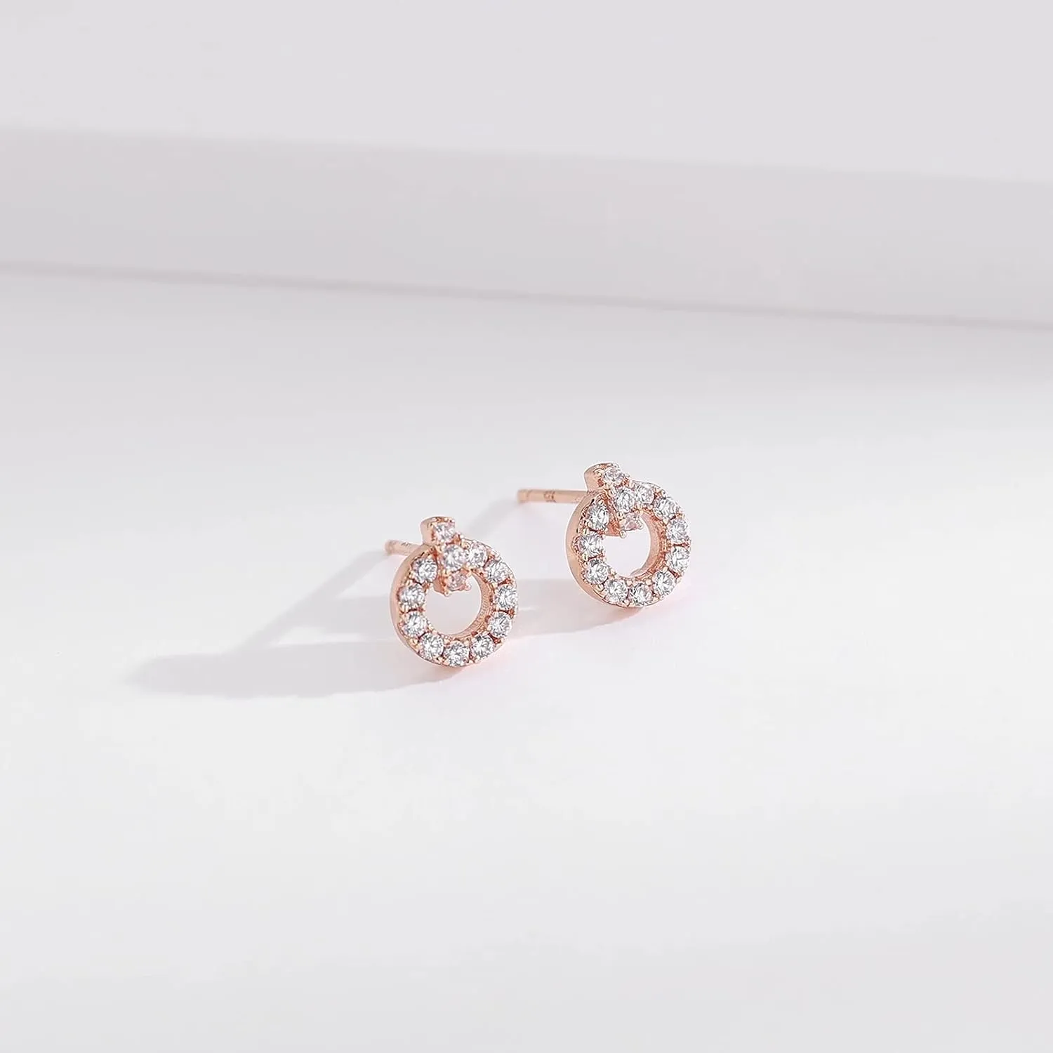 14K Gold Plated 925 Sterling Silver Post Cubic Zirconia Rose Flower Stud Earrings for Women | Hypoallergenic & Nickel Free Earrings for Women
