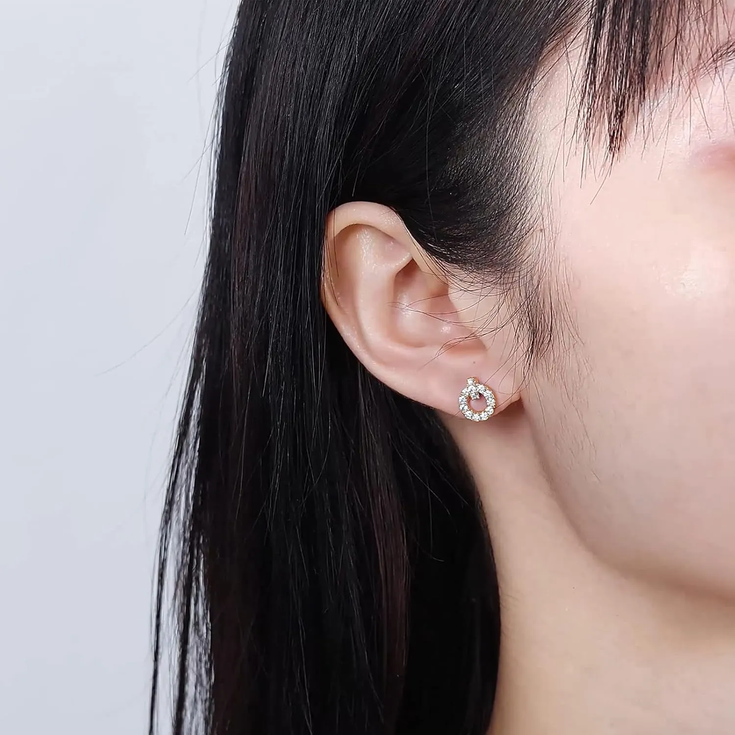14K Gold Plated 925 Sterling Silver Post Cubic Zirconia Rose Flower Stud Earrings for Women | Hypoallergenic & Nickel Free Earrings for Women
