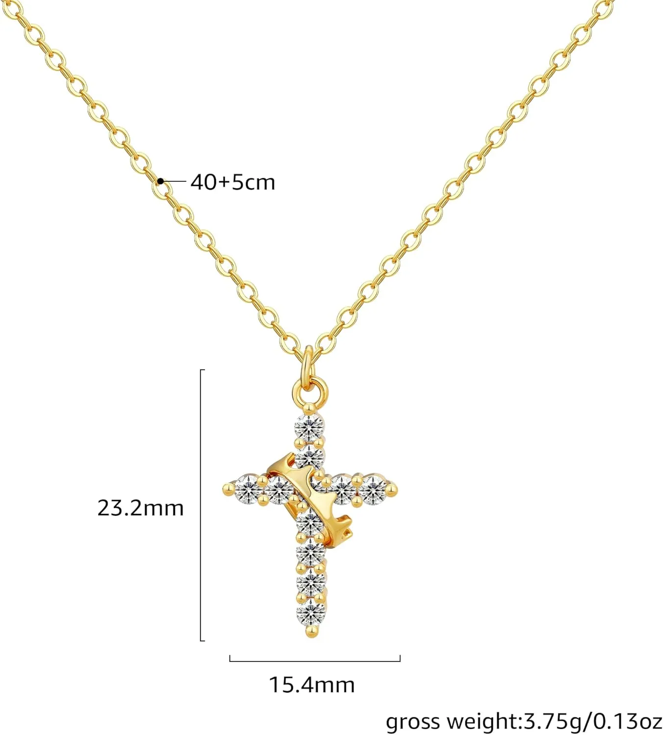 14K Gold Plated Crown Cross Necklace for Women Zircon Pendant Necklace Simple Diamond Gold Necklaces Cute Tiny Gold Jewelry Diamond Cross Necklaces for Women
