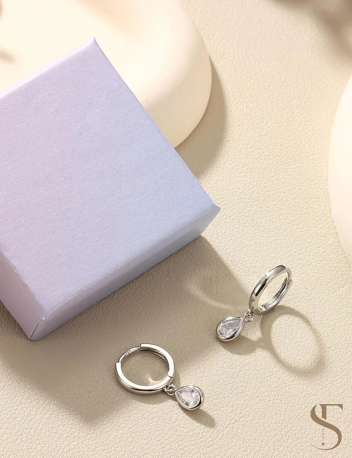 14K Gold Plated S925 Sterling Silver Drop Dangle Earrings for Women - Hypoallergenic Dainty Gold Huggie Hoop Earring CZ Heart Pearl Clam Shell Dainty Charm Drop Dangle Earrings Jewelry Gift