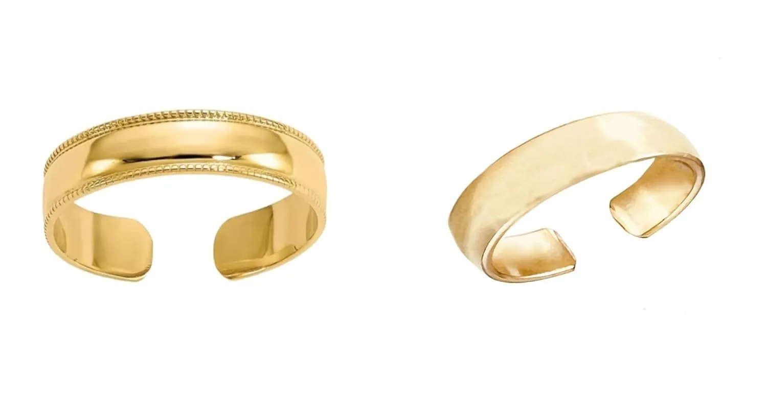 14k gold toe ring Gold filled toe rings wide fit adjustable for Women