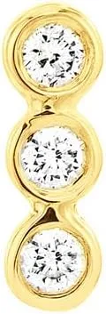 14k Solid Yellow Gold 0.06 Dwt Diamond Bezel Set Trio Stud Earrings-Stud Earring for Women in
