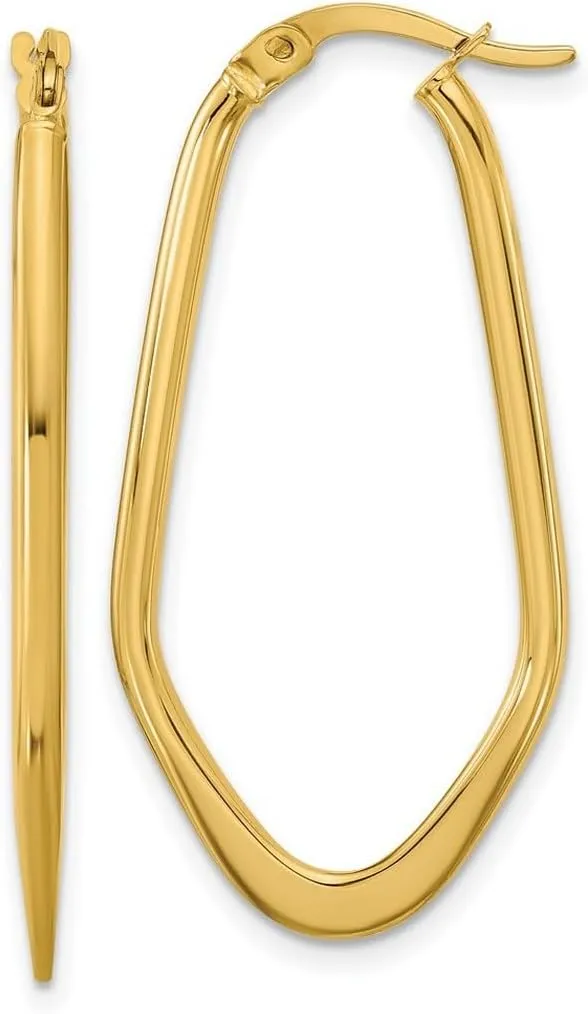14k Solid Yellow Gold Polished Oval Hoop Earrings 36.95x18.5mm Wide 2mm Thick-Hoop Earring for Women