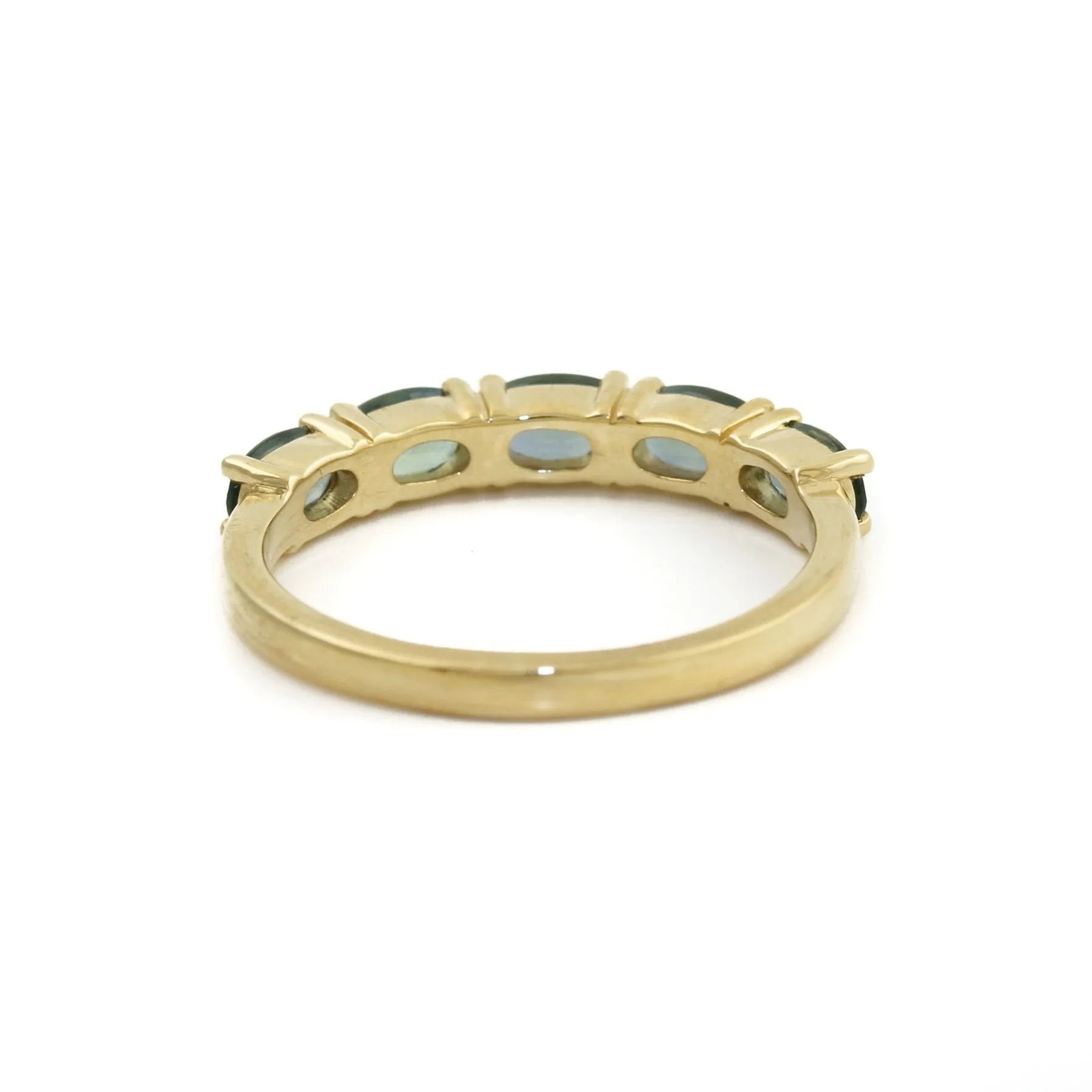14K Teal Oval Sapphire Band