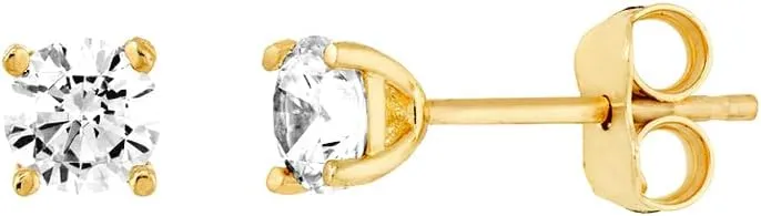 14k Yellow Gold CZ Simulated Diamond Stud Earrings-Stud Earring for Women
