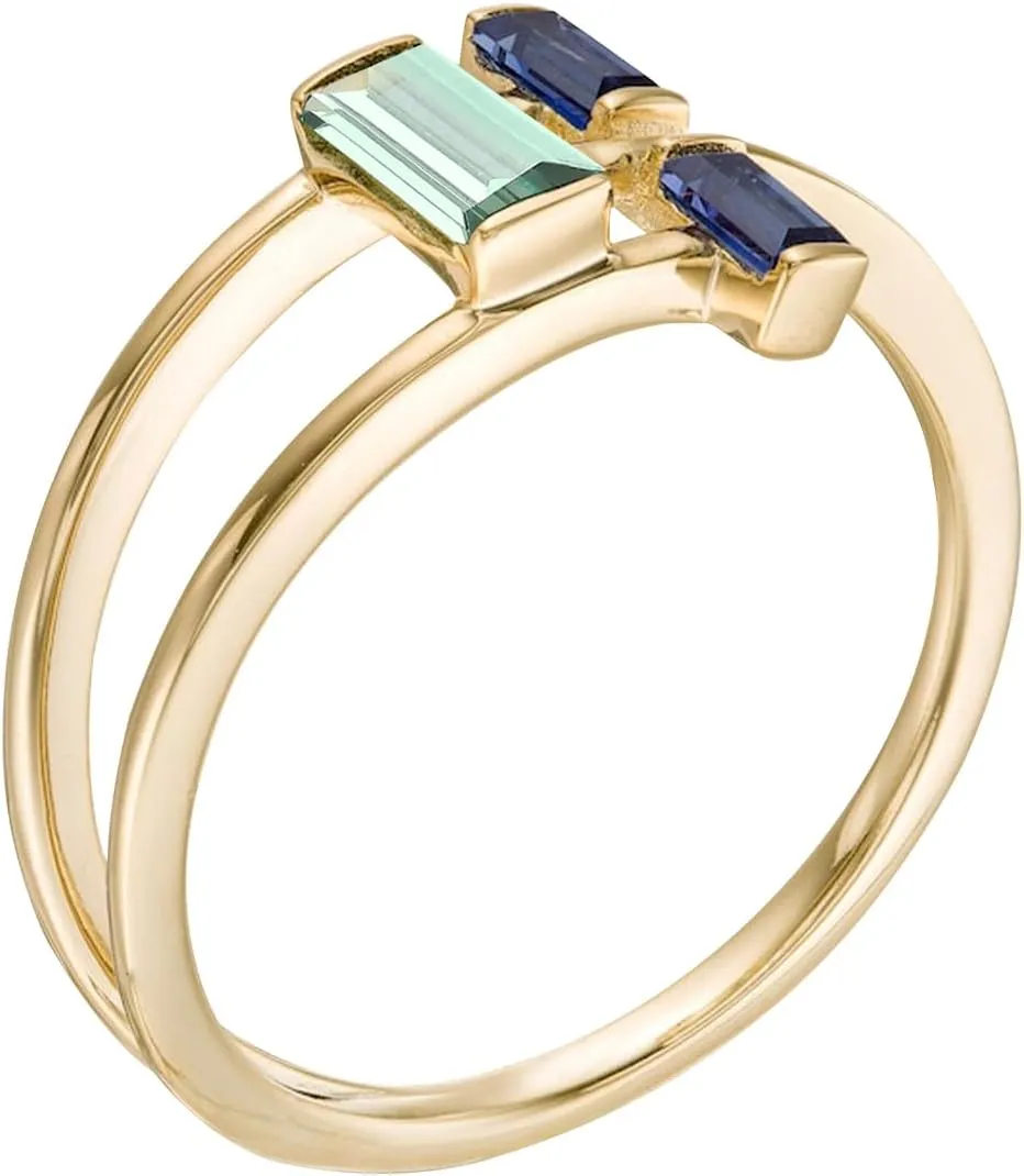 14K Yellow Gold over Sterling Silver Lab Created Sapphire Ring