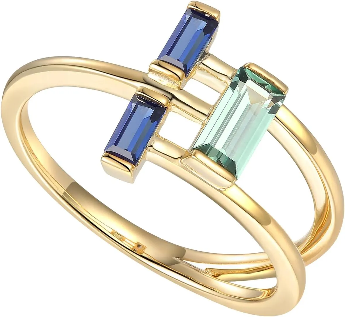 14K Yellow Gold over Sterling Silver Lab Created Sapphire Ring