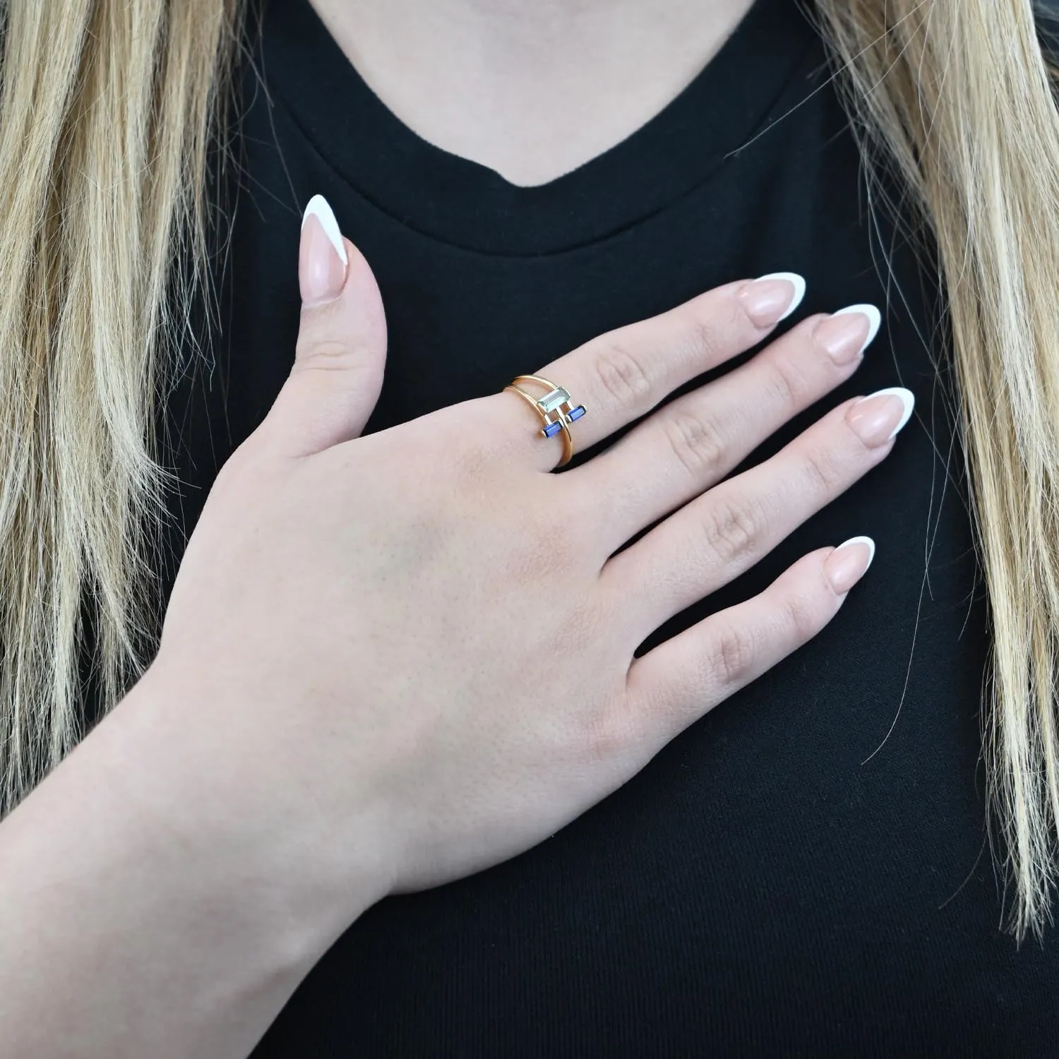 14K Yellow Gold over Sterling Silver Lab Created Sapphire Ring