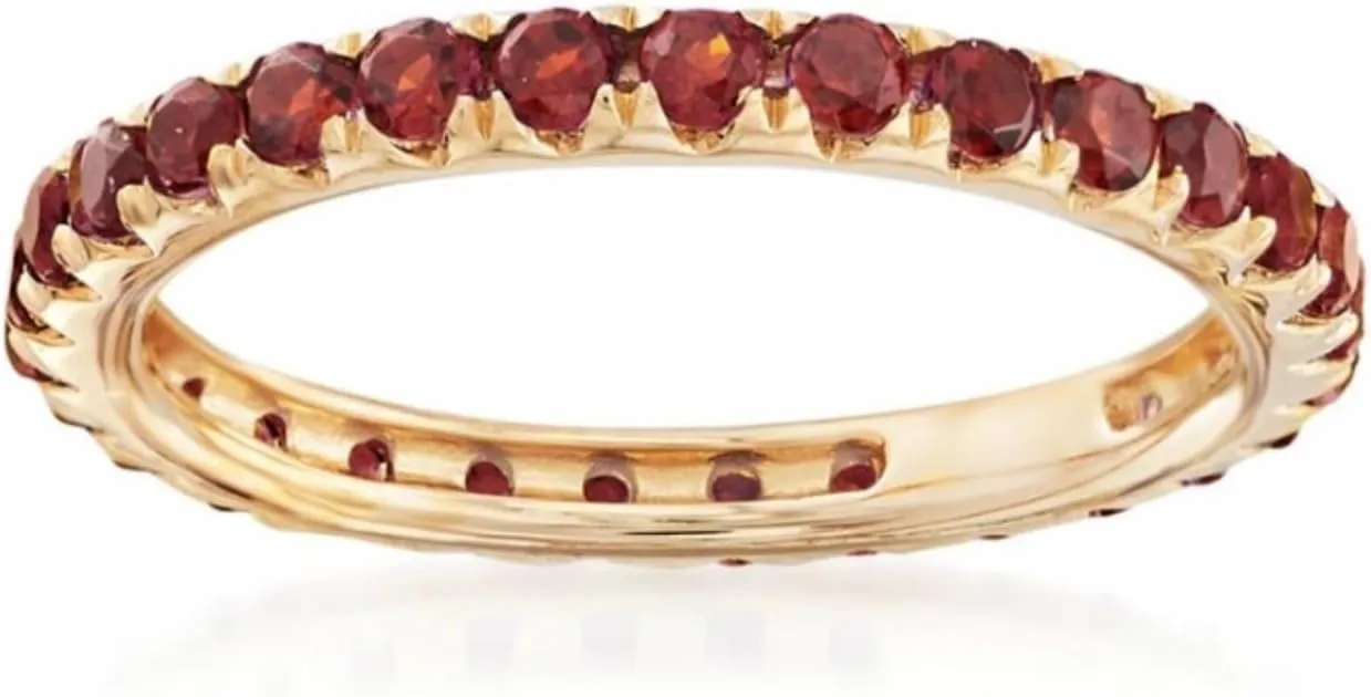 14Kt Solid Gold African Amethyst, Multi Sapphire, Peridot, Red Garnet And Swiss Blue Topaz Gemstone Eternity Gold Band Rings