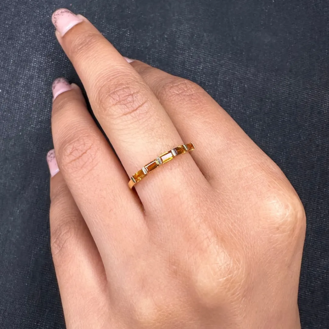 18K Citrine Baguette Birthstone Ring
