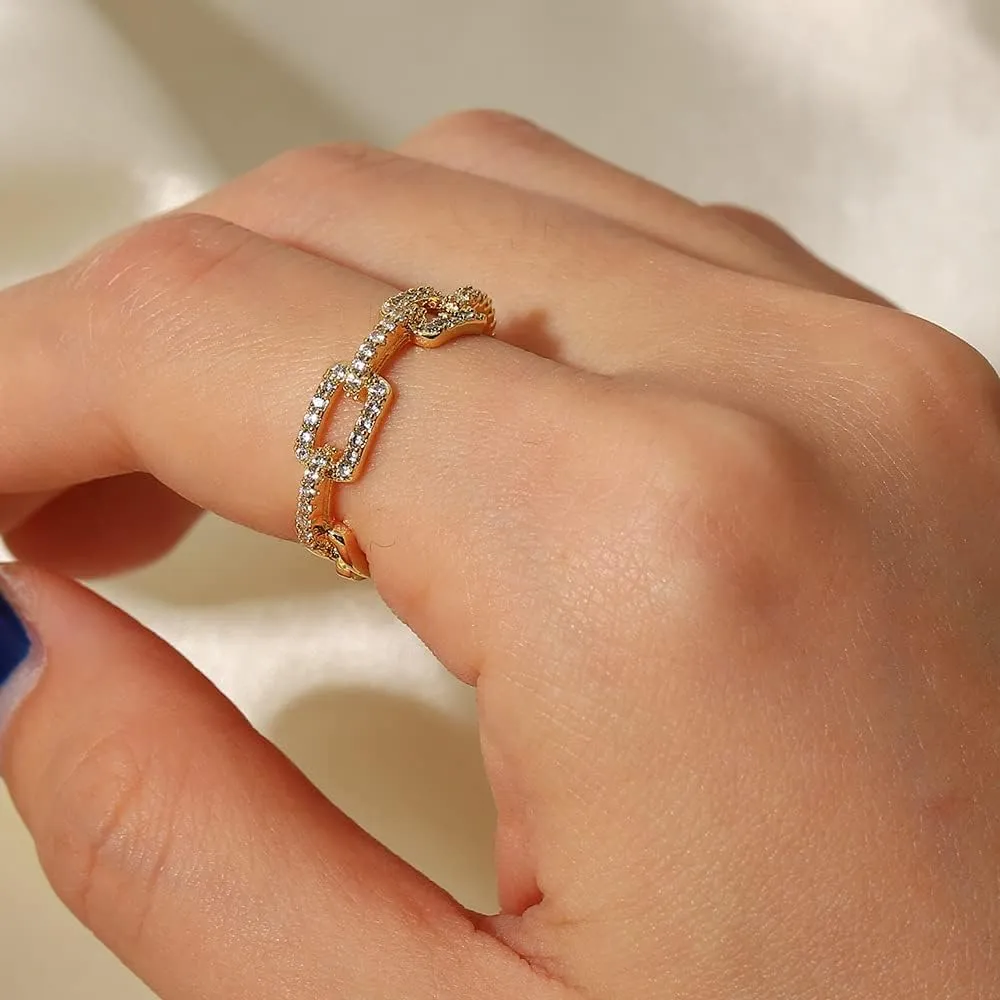 18K Gold Rings for Women Lady Adjustable Knuckle Open Finger Rings