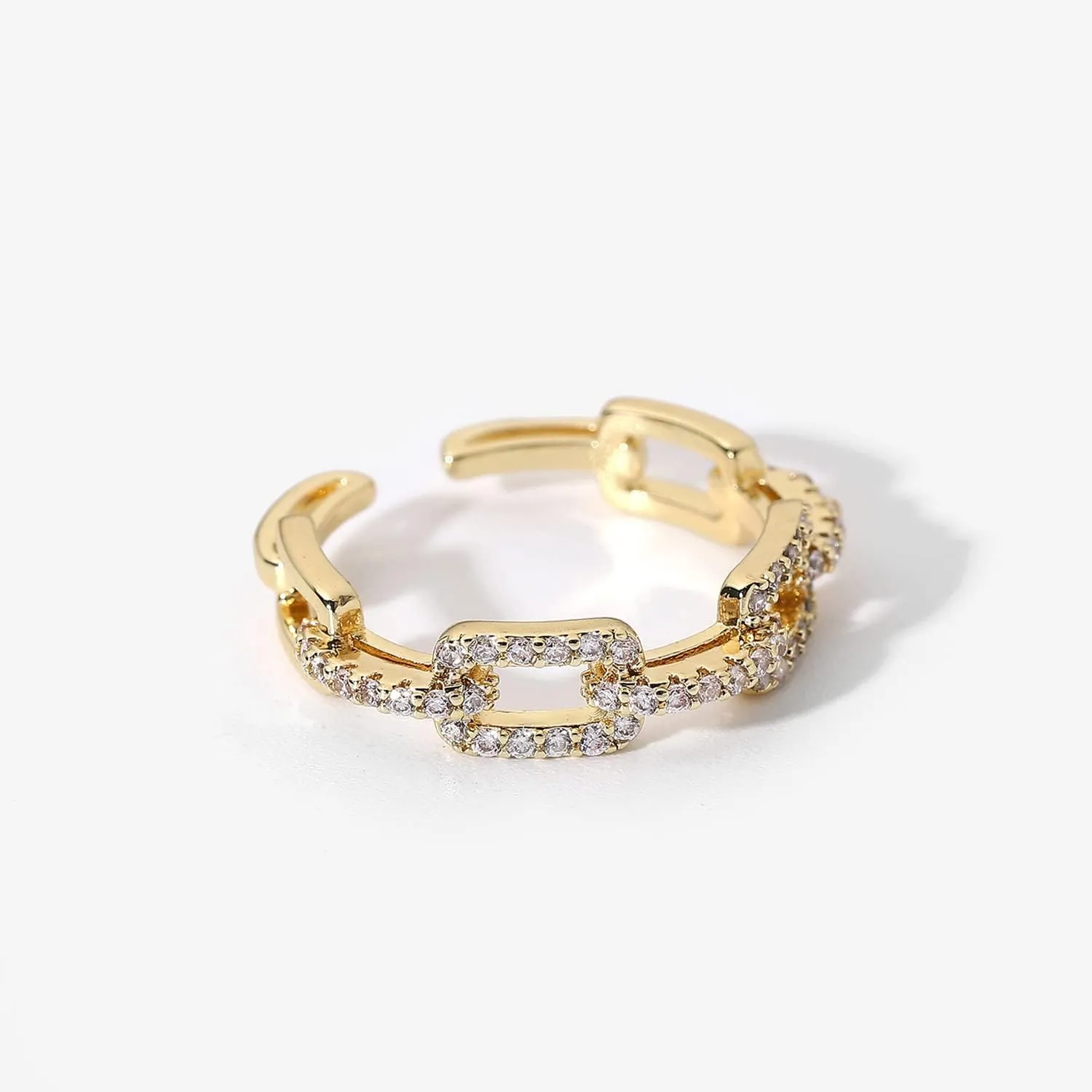 18K Gold Rings for Women Lady Adjustable Knuckle Open Finger Rings