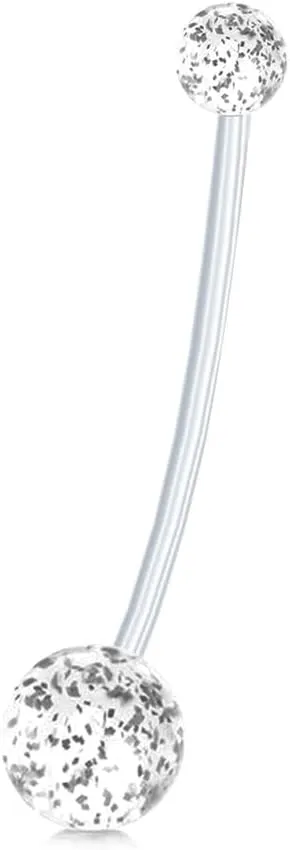 1PCS With White Sphere 1.6mm(14G) Navel Belly Studs Acrylic Belly Button Rings Body Piercing Barbells Piercing Jewelry Acrylic Transparent Plastic 38mm