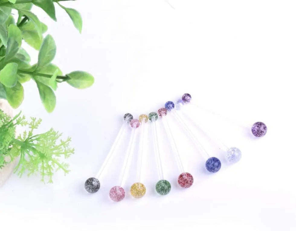 1PCS With White Sphere 1.6mm(14G) Navel Belly Studs Acrylic Belly Button Rings Body Piercing Barbells Piercing Jewelry Acrylic Transparent Plastic 38mm