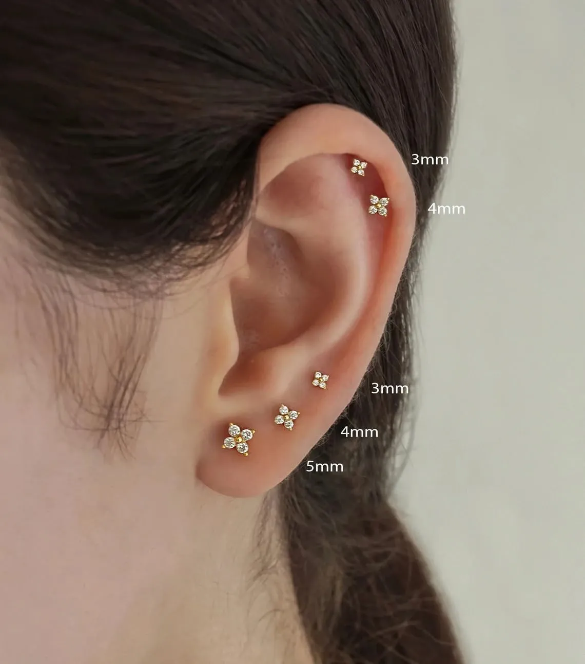 20G/18G/16G Threadless Flat Back Earrings Tiny Nose Stud, Cartilage Tragus Helix Stud Conch Piercing Jewelry