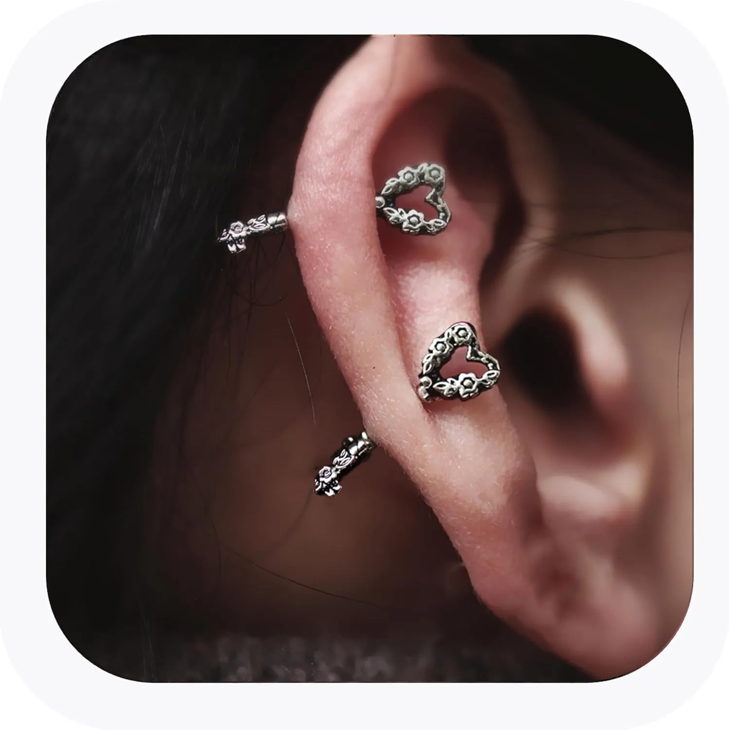 2Pcs 16G Cartilage Earrings, Surgical Steel Stud Helix Earrings for Helix Piercing, Cartilage Piercing Studs