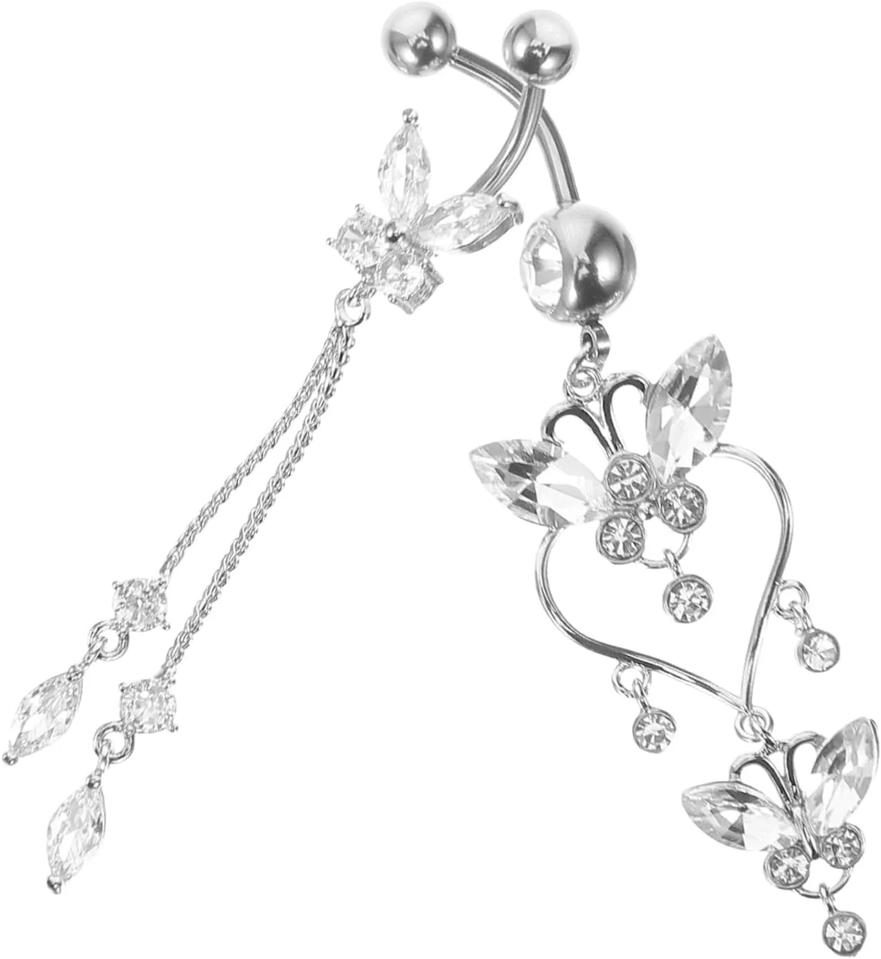 2Pcs Belly Button Rings with Zircon Dangle Elegant Navel Jewelry for Women Belly Piercings Comfortable Durable Body Jewelry for Beach Parties and