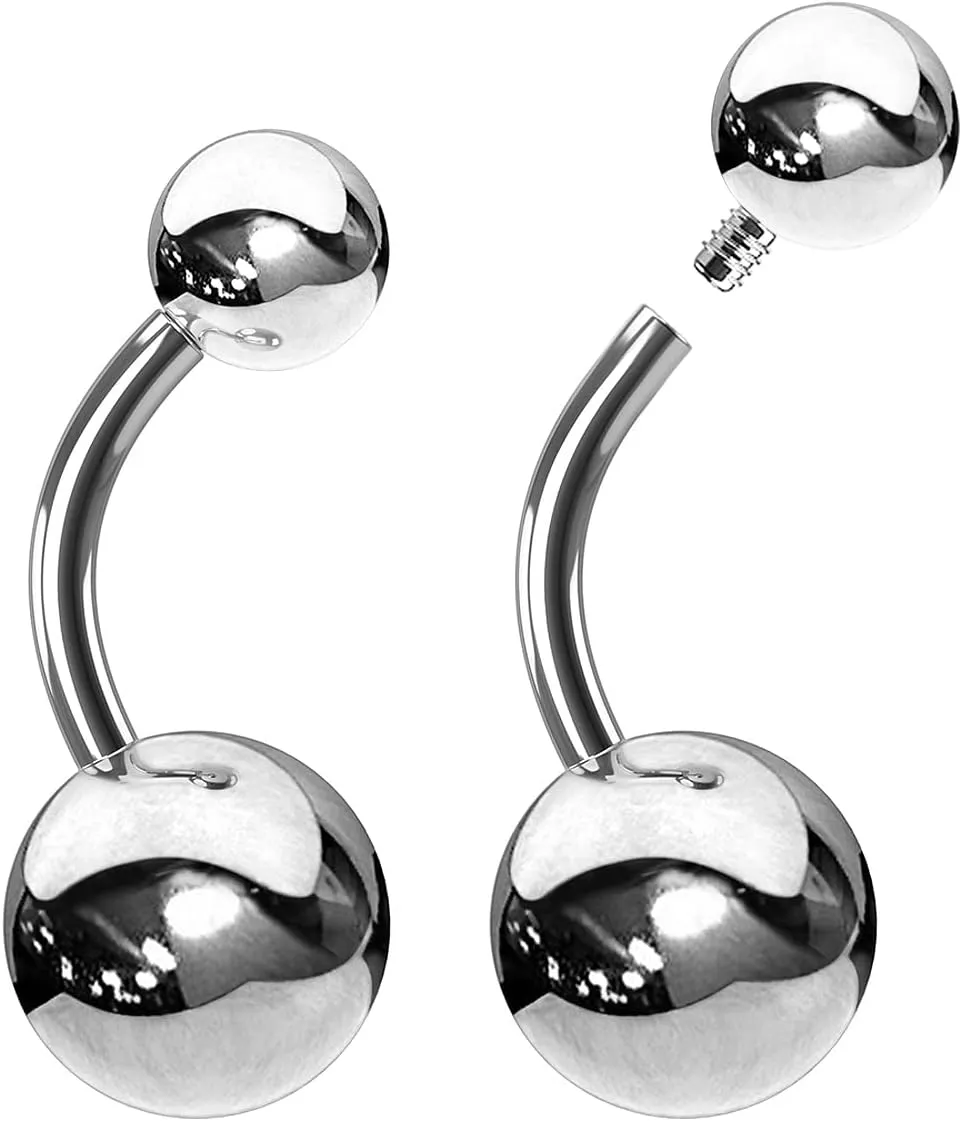 2pcs EVONIX G23 Implant Grade Titanium Internal Thread Belly Button Rings - Sexy Belly Rings for Women Internally Threaded - 14g Gauge Barbell Basic Non Dangle - Hypoallergenic Navel Piercing Jewelry for Sensitive Skin (Choose Bar Length)