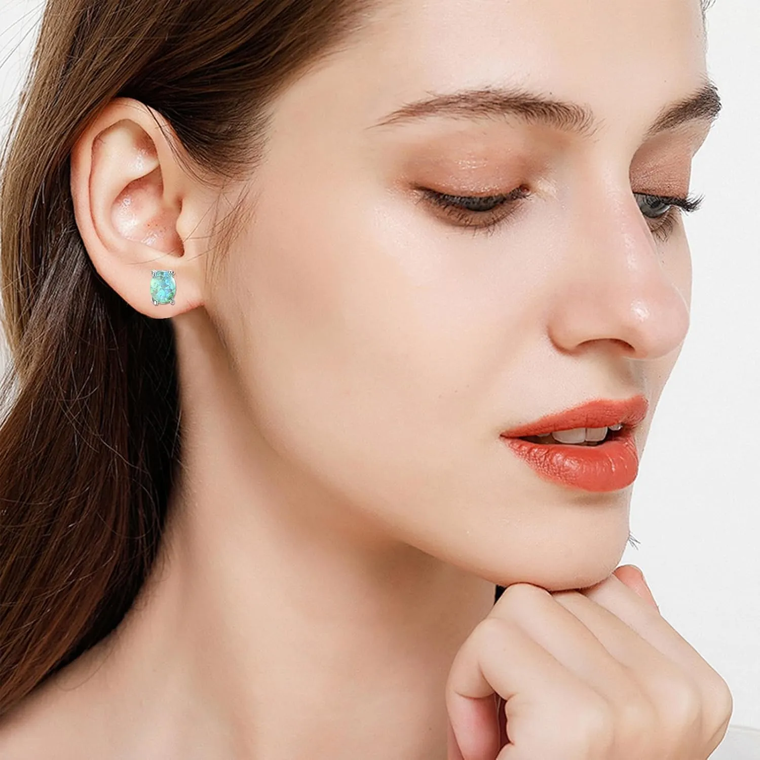 3 Pack Set Opal Stud Earrings for Women Hypoallergenic 18K Gold Plated Opal Earrings Jewelry for Mother's Day