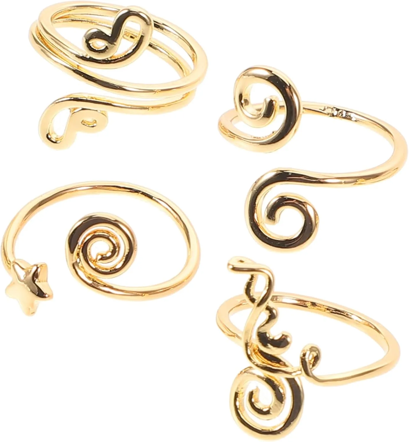 4pcs Toe Rings Set Adjustable Open Toe Jewelry with Zircon for Summer Beach Occasions