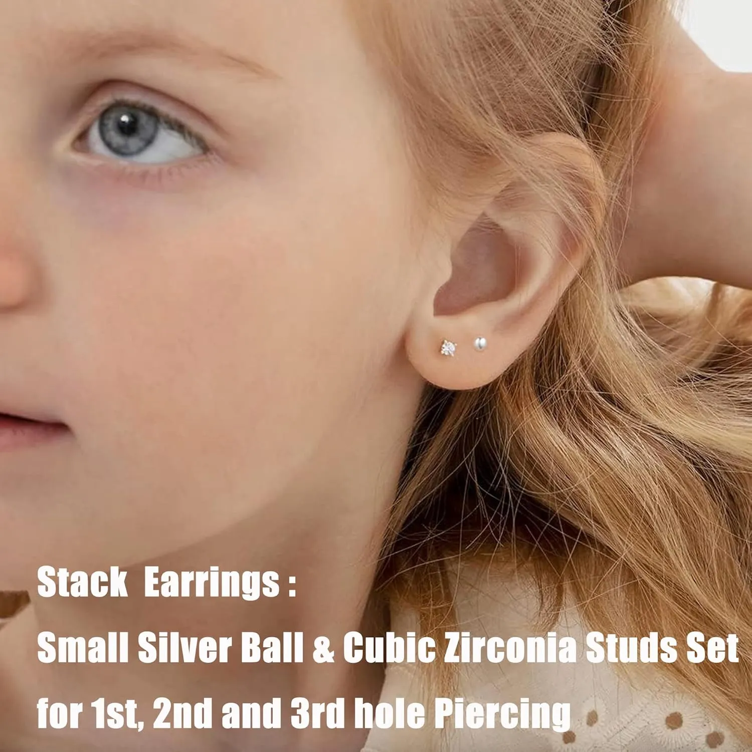6Pairs 2mm/3mm Surgical Steel Hypoallergenic Piercing Studs, 20G 14K Real Gold Filled Tiny Stud Earrings Set for Multiple Hole Piercing (Cubic Zirconia, Pearl, Ball)