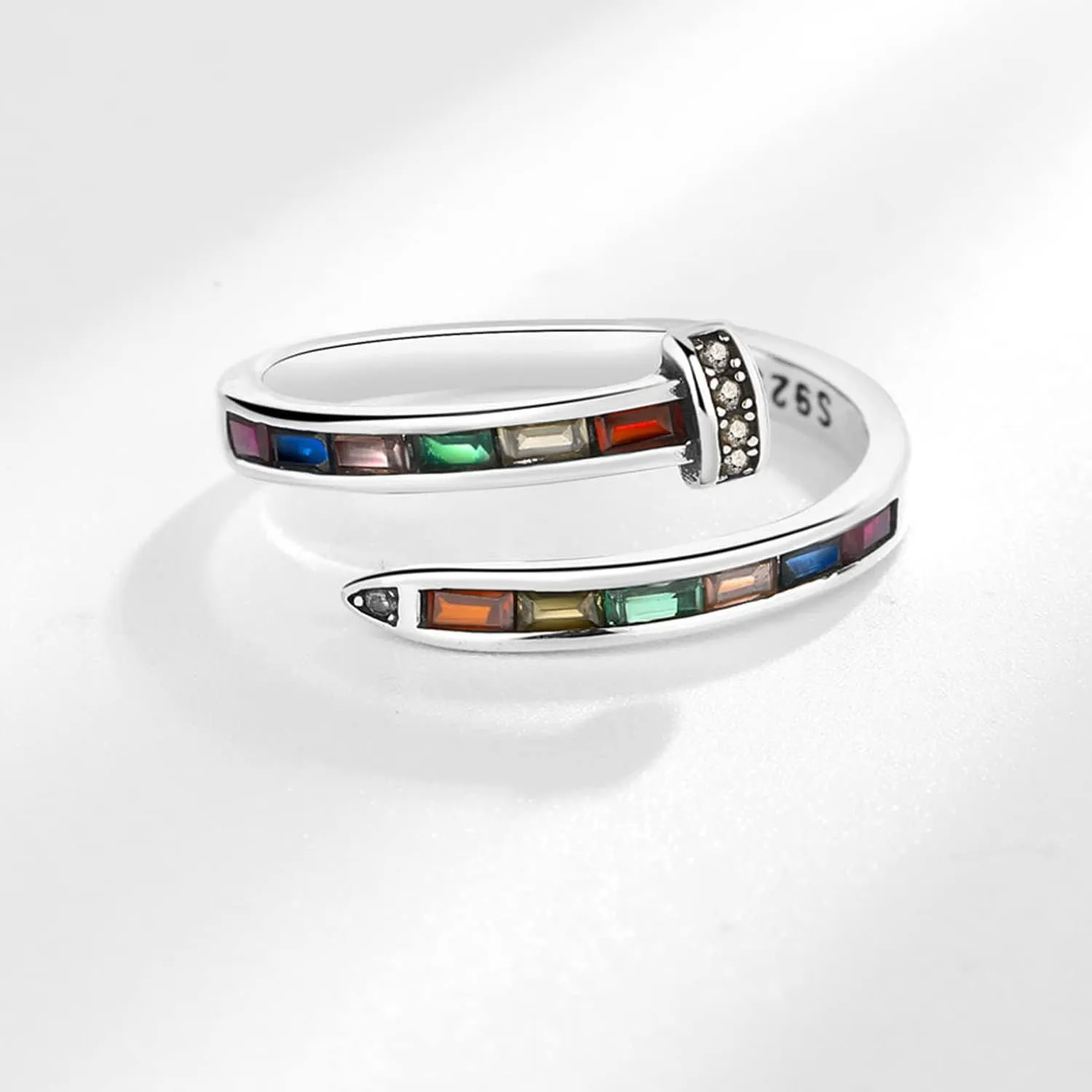 925 Silver Ring, Adjustable silver rings for women, open thumb rings finger rings, zirconia rings statement rings Adjustable Rings Stackable open rings Band for Women