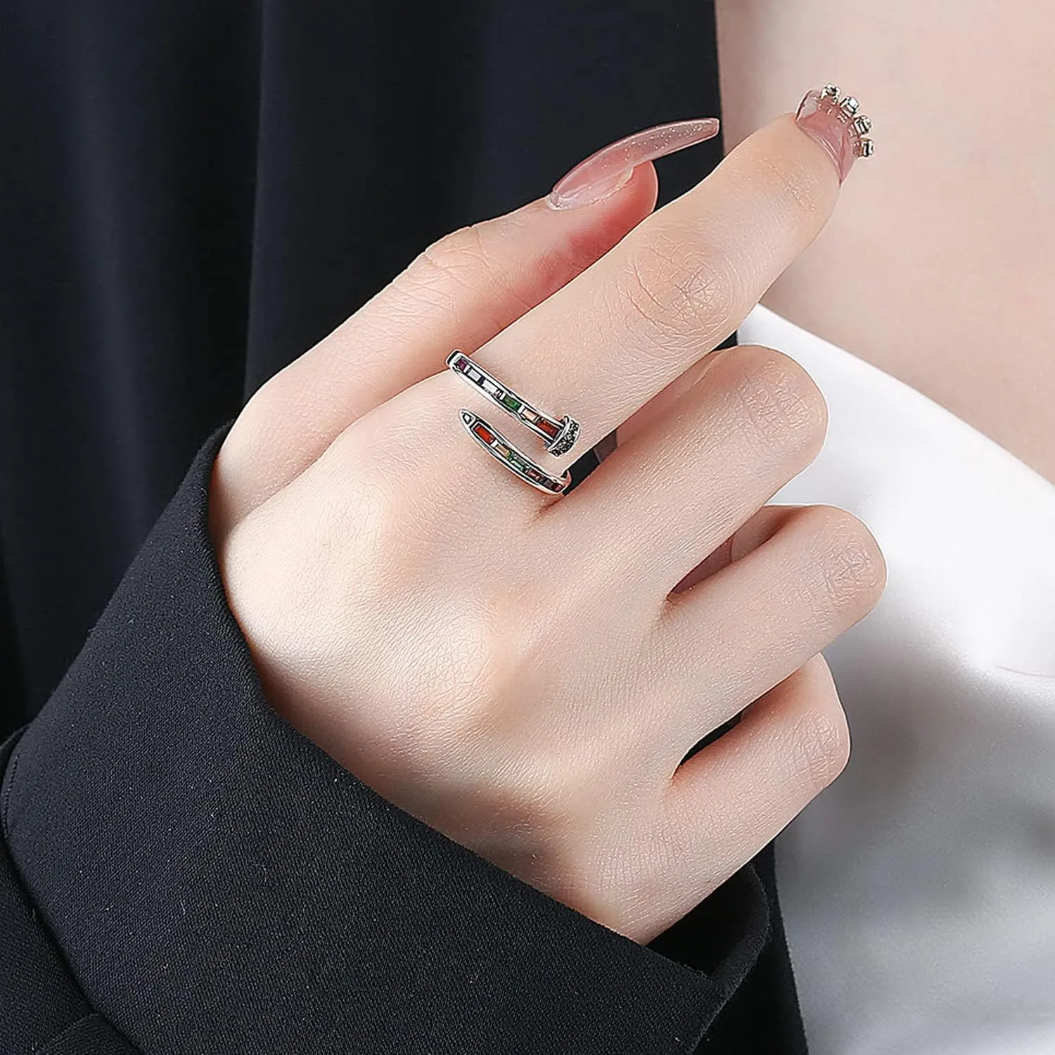 925 Silver Ring, Adjustable silver rings for women, open thumb rings finger rings, zirconia rings statement rings Adjustable Rings Stackable open rings Band for Women