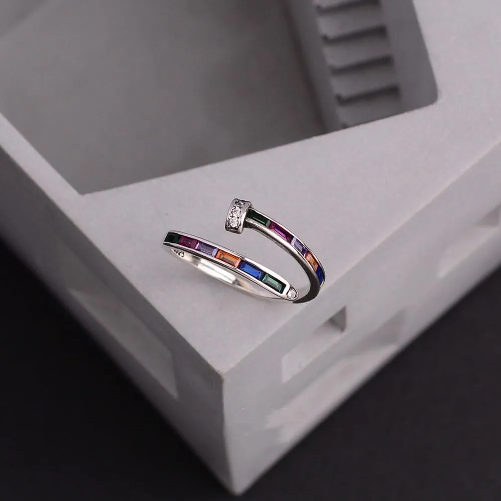 925 Silver Ring, Adjustable silver rings for women, open thumb rings finger rings, zirconia rings statement rings Adjustable Rings Stackable open rings Band for Women