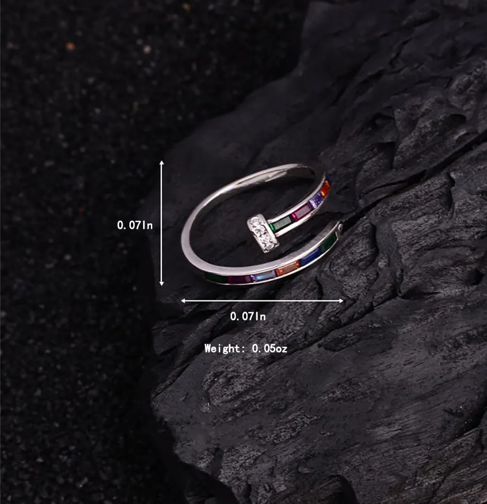 925 Silver Ring, Adjustable silver rings for women, open thumb rings finger rings, zirconia rings statement rings Adjustable Rings Stackable open rings Band for Women