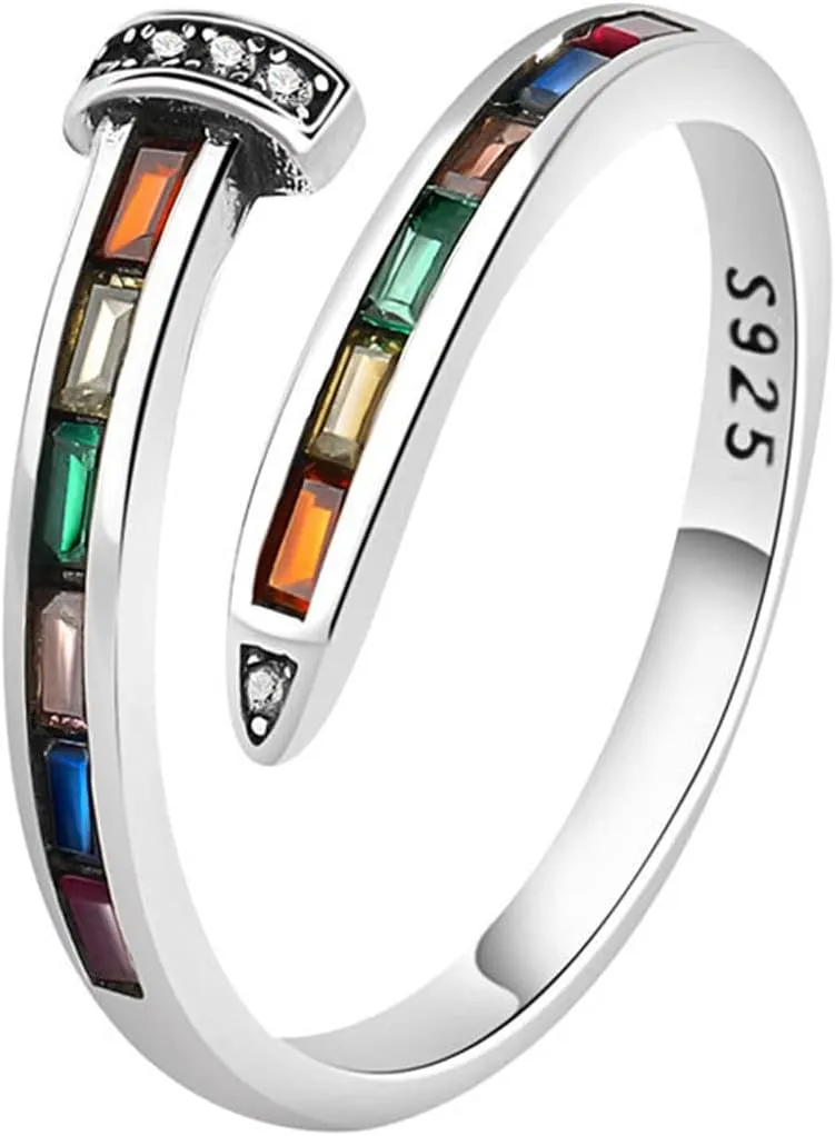 925 Silver Ring, Adjustable silver rings for women, open thumb rings finger rings, zirconia rings statement rings Adjustable Rings Stackable open rings Band for Women