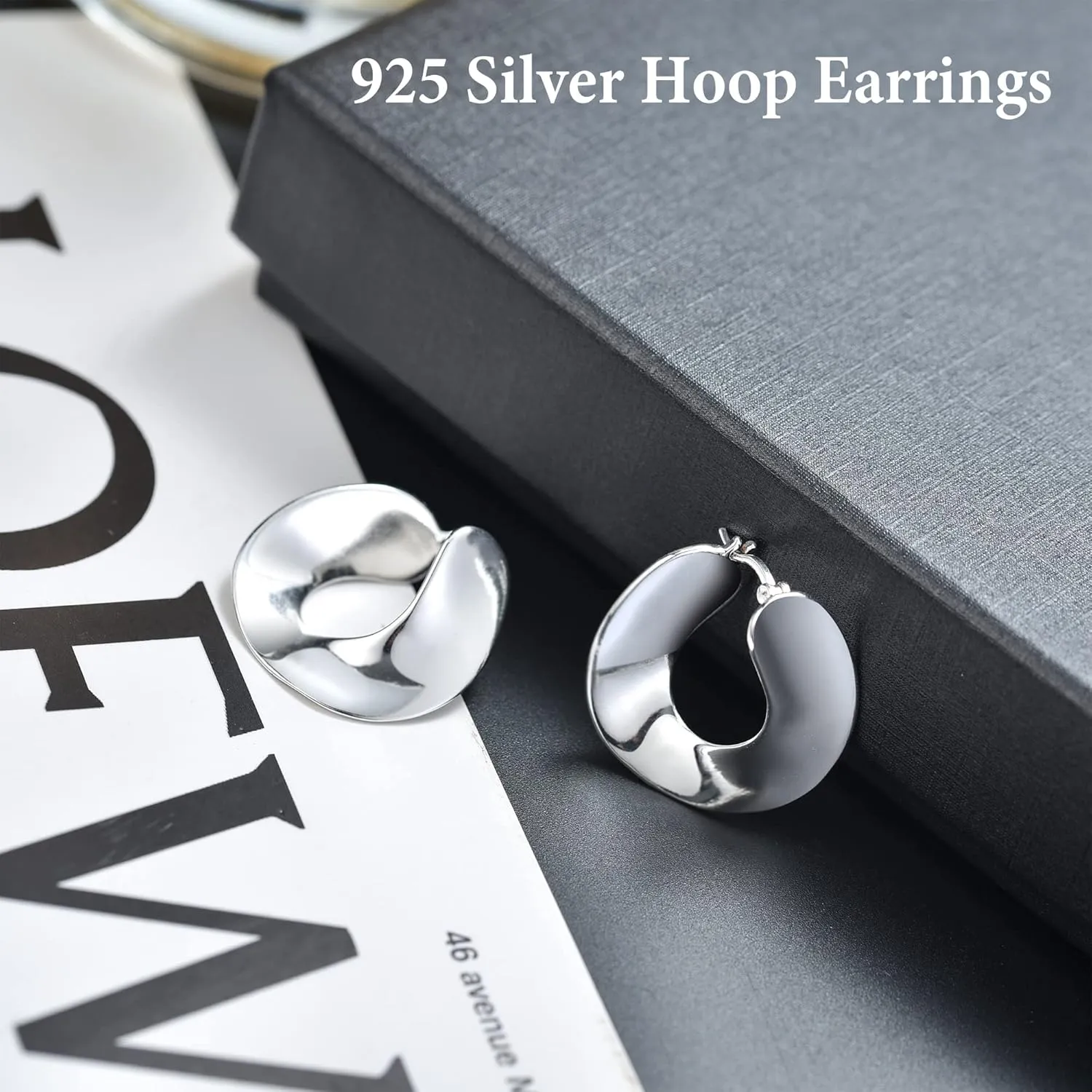 925 Sterling Silver Earrings Silver Hoop Earrings for Women Small Huggie Hoops, Lightweight Chunky Hoops, Hypoallergenic Nickel-Free Elegant Everyday Jewelry, Dainty Silver Earrings for Gifts