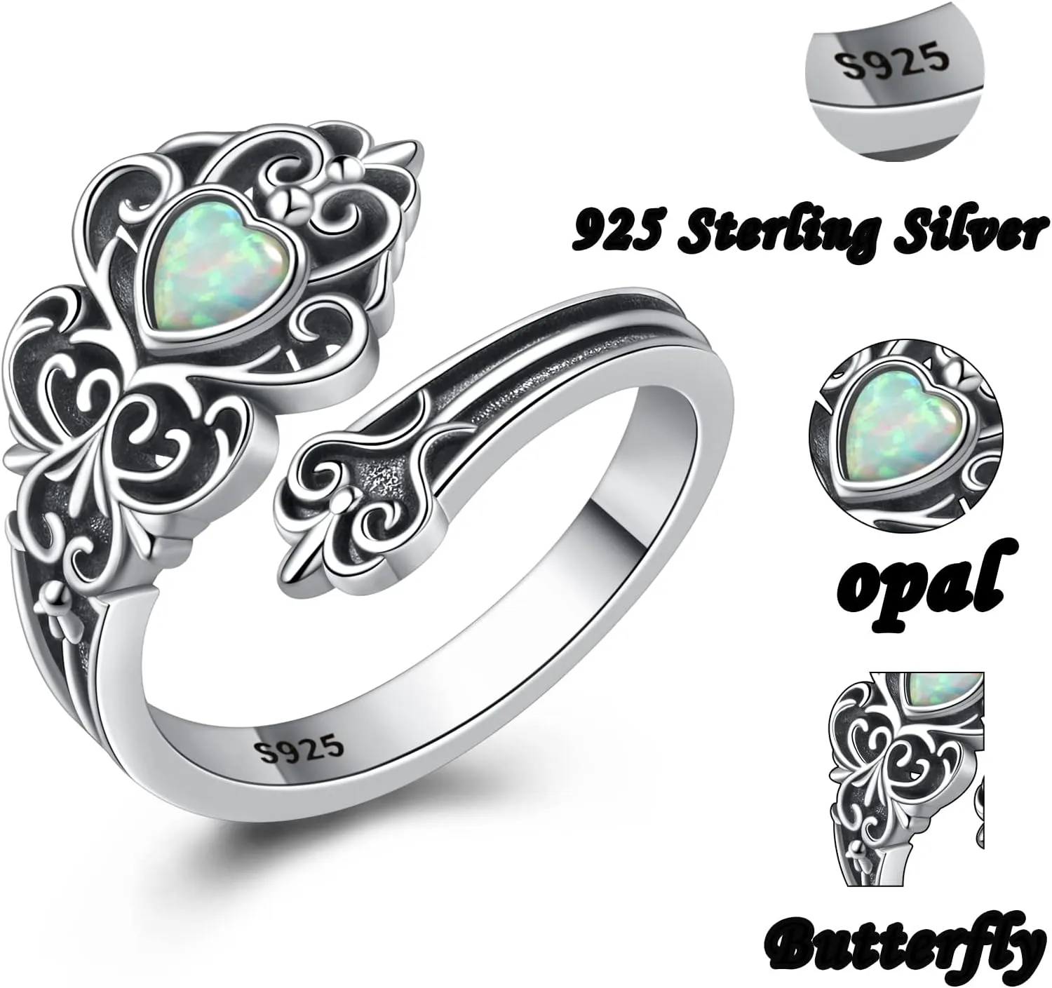 925 Sterling Silver Inspirational Jewelry Rings Adjustable Ring Personality Encouragement Gift for Teens Women