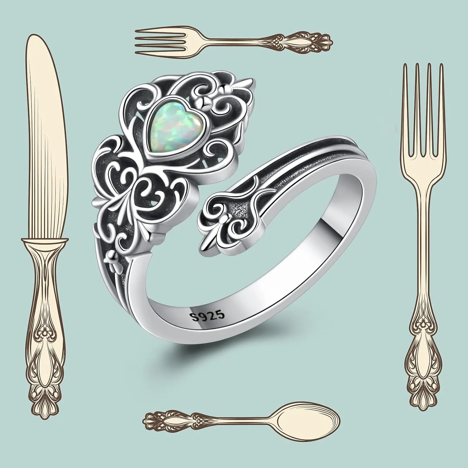 925 Sterling Silver Inspirational Jewelry Rings Adjustable Ring Personality Encouragement Gift for Teens Women