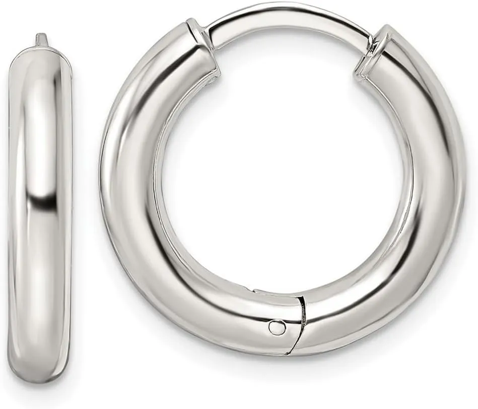 925 Sterling Silver Polished Hinged Circle Hoop Earrings 19.8x20.4mm Wide 3.5mm Thick-Hoop Earring for Women