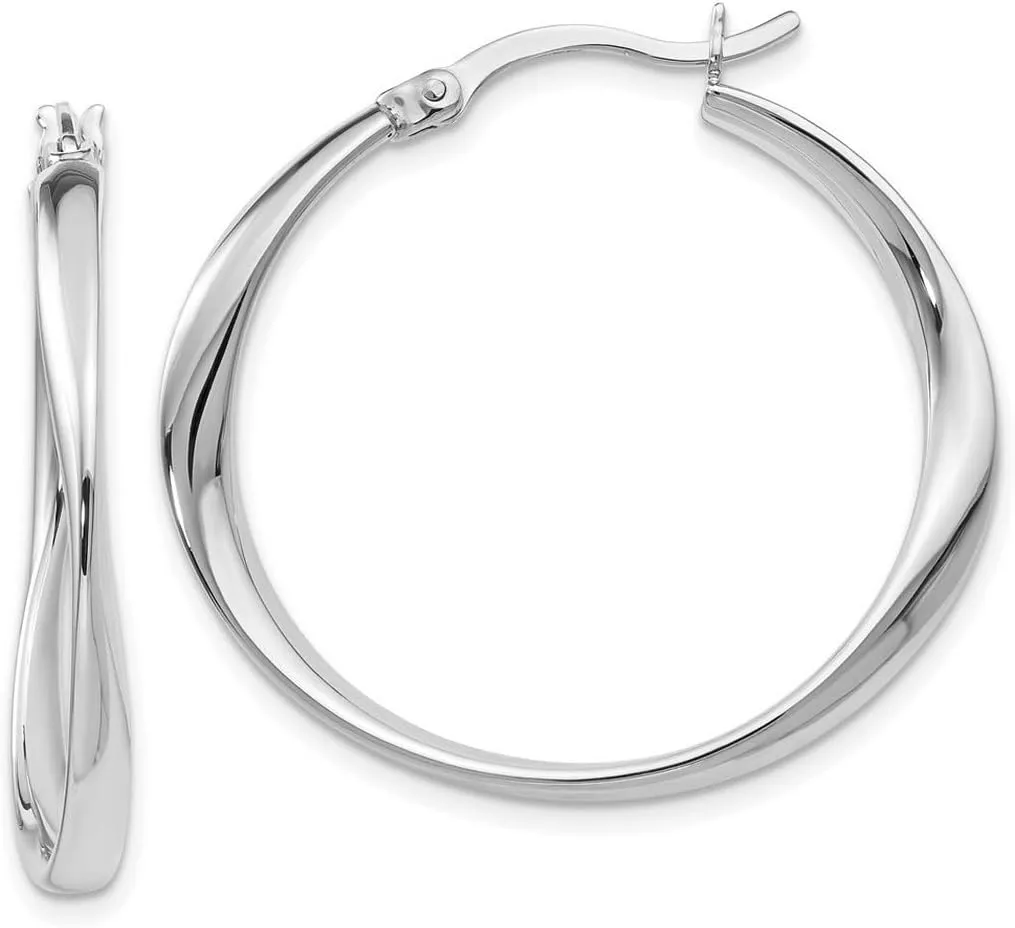 925 Sterling Silver Polished Hoop Earrings 30.25x30.78mm Wide 1.46mm Thick-Hoop Earring for Women