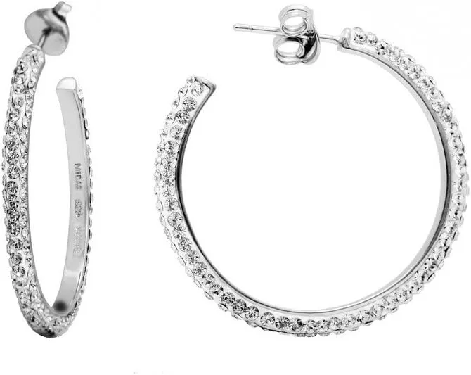 925 Sterling Silver Rhodium Plated Small Hoop Earrings Clear-Hoop Earring for Women