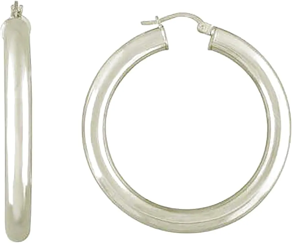 925 Sterling Silver Womens Classic Hoop Earrings 45 X 5mm-Hoop Earring for Women