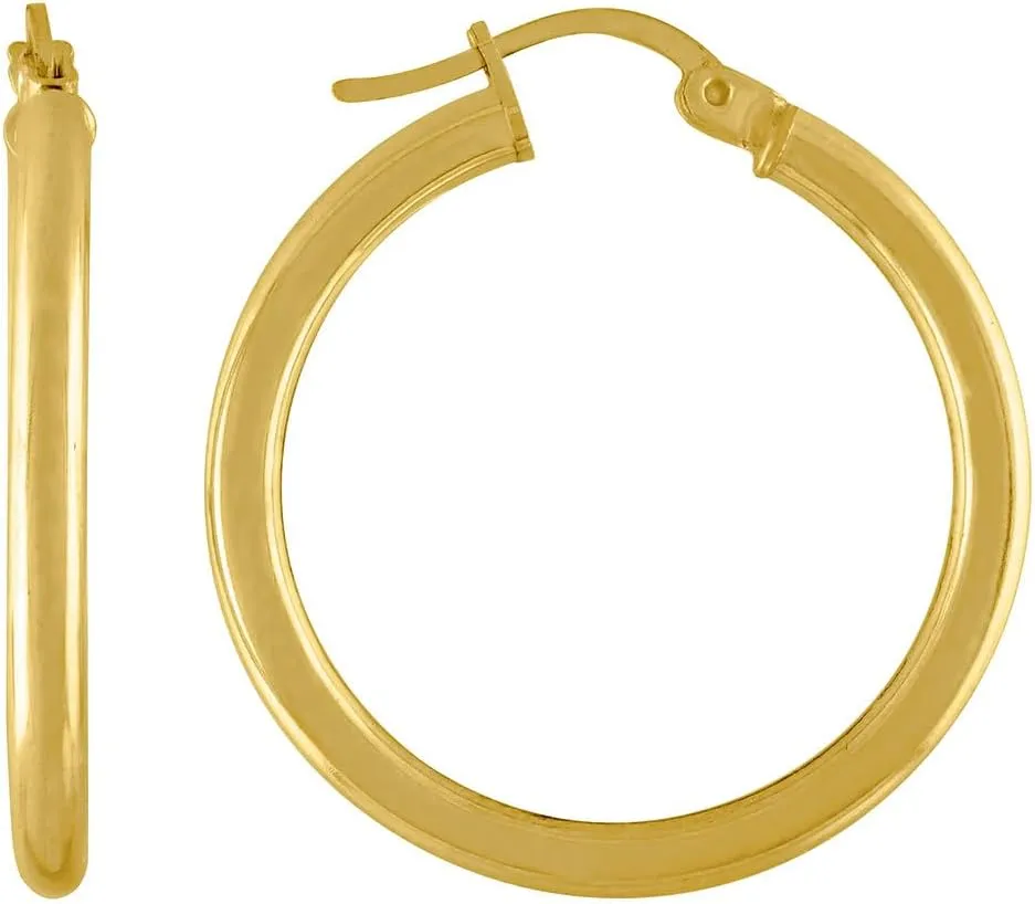 925 Sterling Silver Yellow tone Womens Classic Hoop Earrings 2.5mm-Hoop Earring for Women