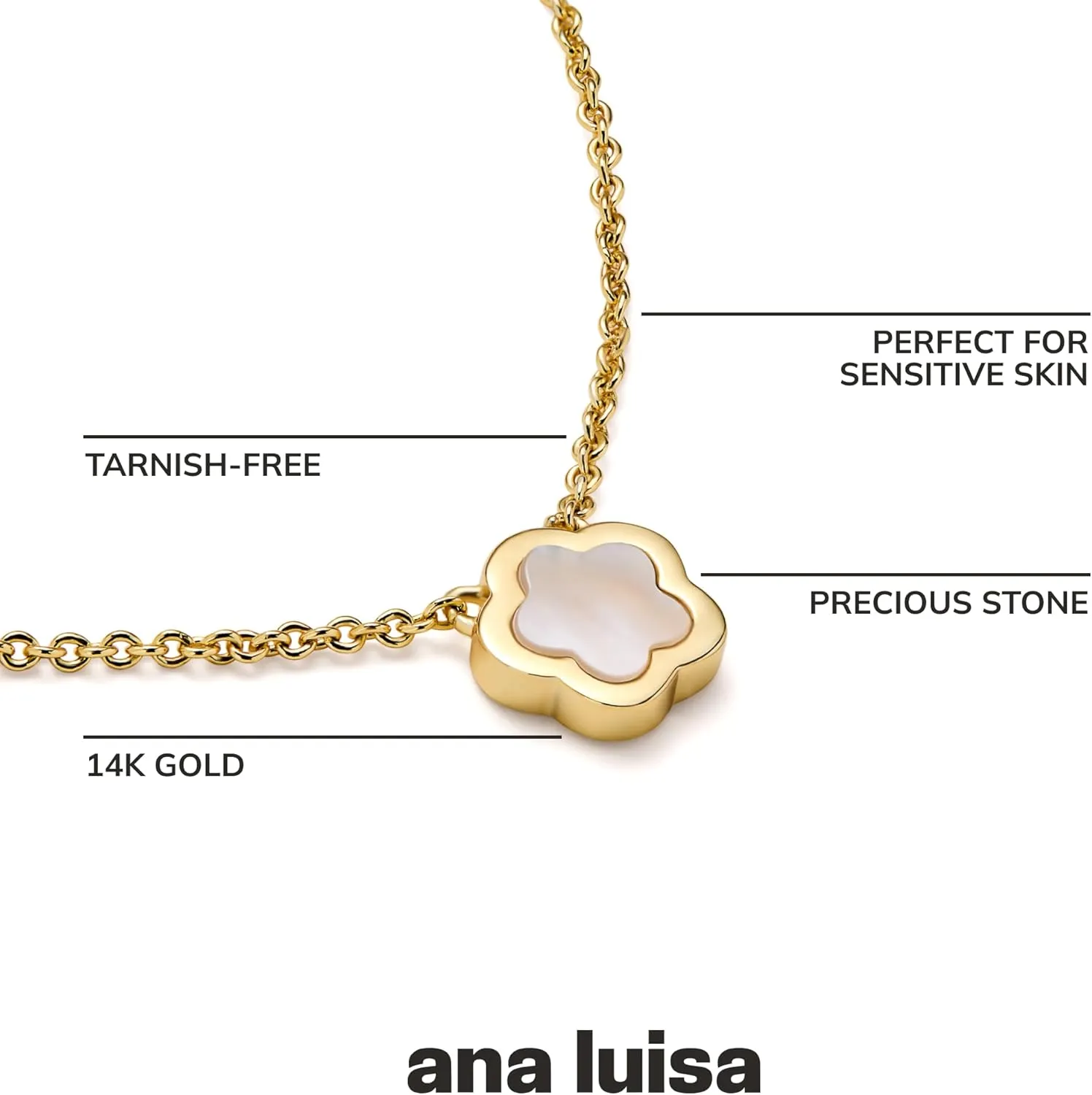 Ana Luisa Pendant Necklaces for Women - 14K Gold Plated and Silver Rhodium Necklace - Pearl, Heart, Circle, Moonstone, Gemstone, Knot Charm Styles - Hypoallergenic, Dainty, Trendy Layering Necklaces