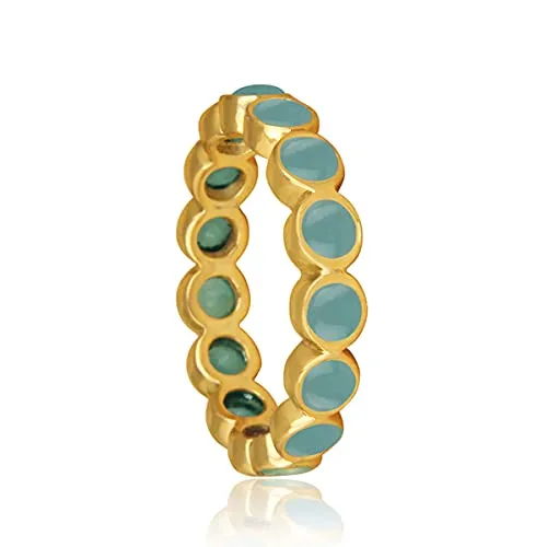 Aqua Chalcedony Ring, Sterling Silver Ring, Handmade Rings, Green Chalcedony Ring, Wedding Ring 3X3mm Round Gemstone Ring For Women (Yellow Gold Plated, 5)