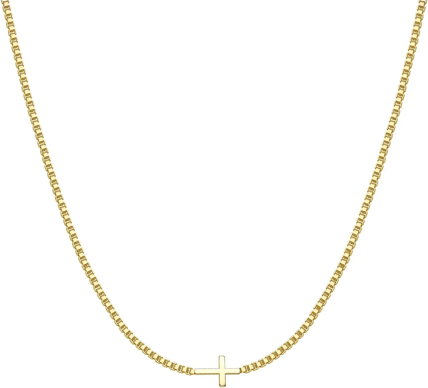 ASCOMY Cross Necklace for Women 14K Gold & Silver Plated Cross Necklace Trendy Cross Pendant Necklace Cubic Zirconia Cross Box Chain Pearl Beads Link Choker Minimalist Daily Jewelry Gift for Women