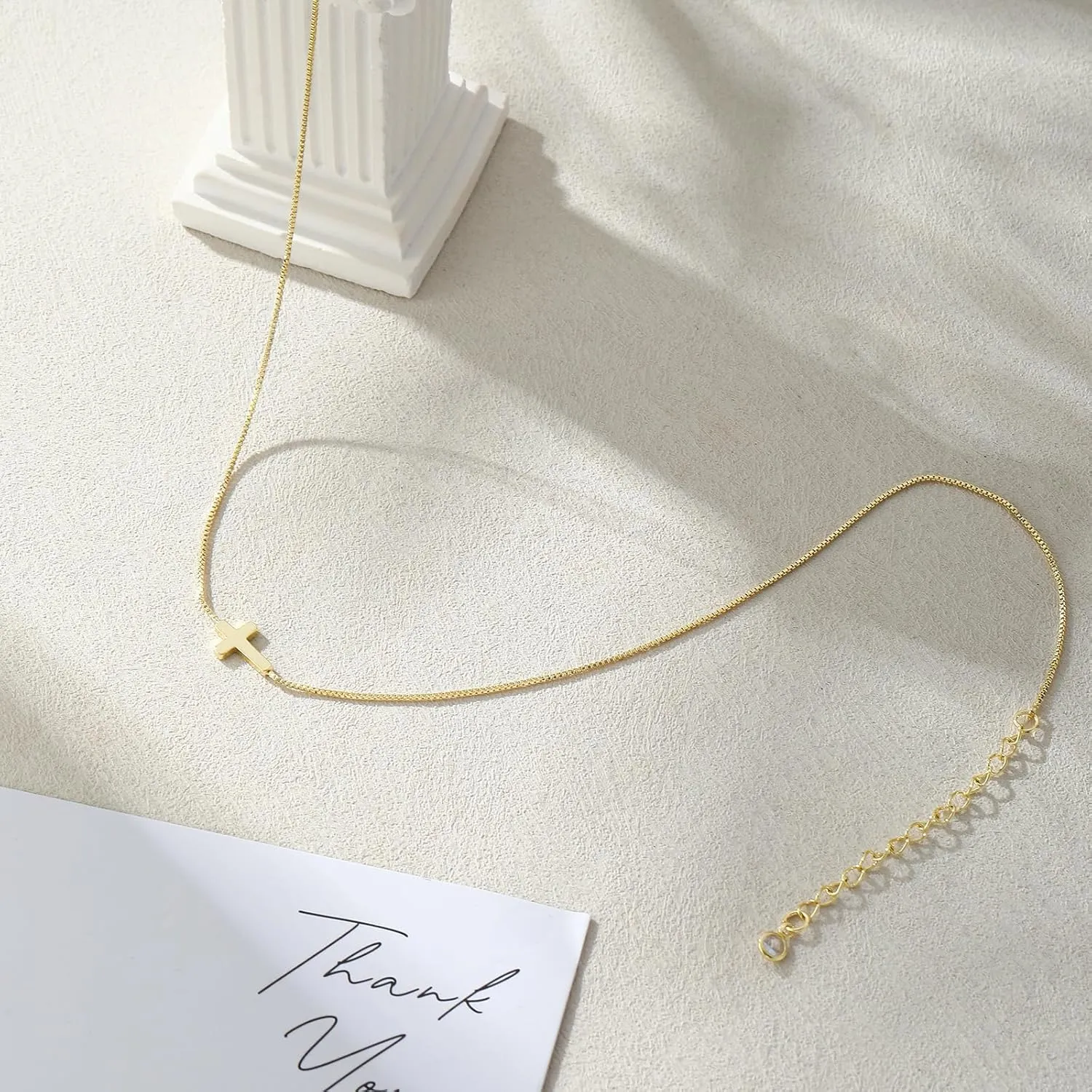 ASCOMY Cross Necklace for Women 14K Gold & Silver Plated Cross Necklace Trendy Cross Pendant Necklace Cubic Zirconia Cross Box Chain Pearl Beads Link Choker Minimalist Daily Jewelry Gift for Women