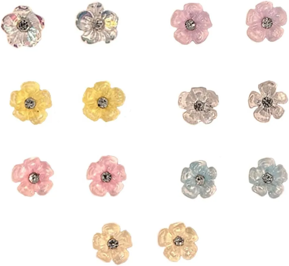 ASHMITA 7 Pairs Acrylic Flower Stud Eearrings Set Colorful Cute Resin Butterfly Earrings Set Bohemian Earrings for Women Girls Fashion Jewelry Gift